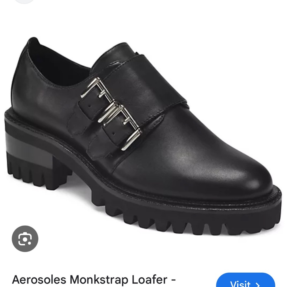 Aerosole Rockie Monkstrap Loafer size 7  black leather